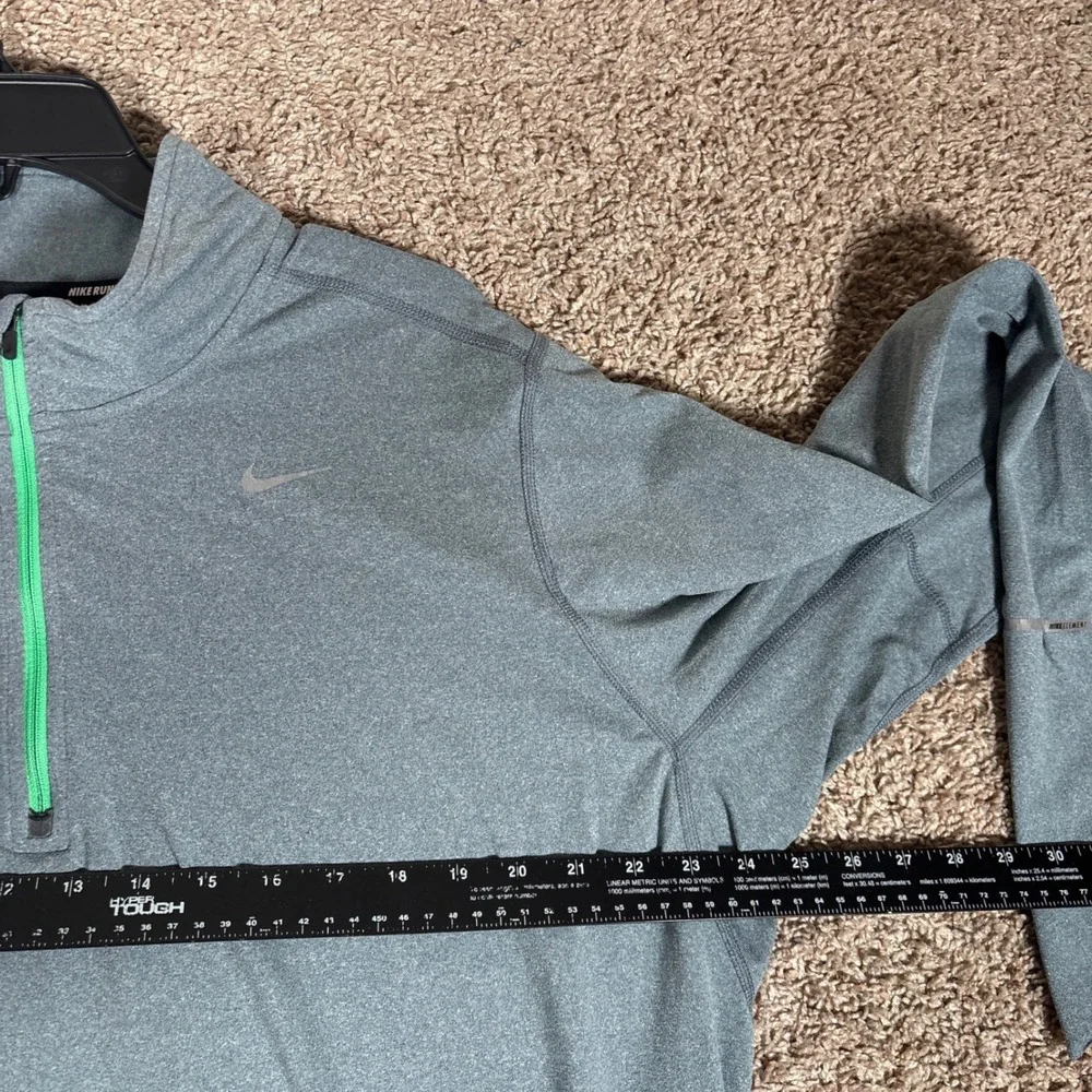 Nike Running Dri-FIT Element Mens XL Heather Gray Neon Green Half Zip 504606-479